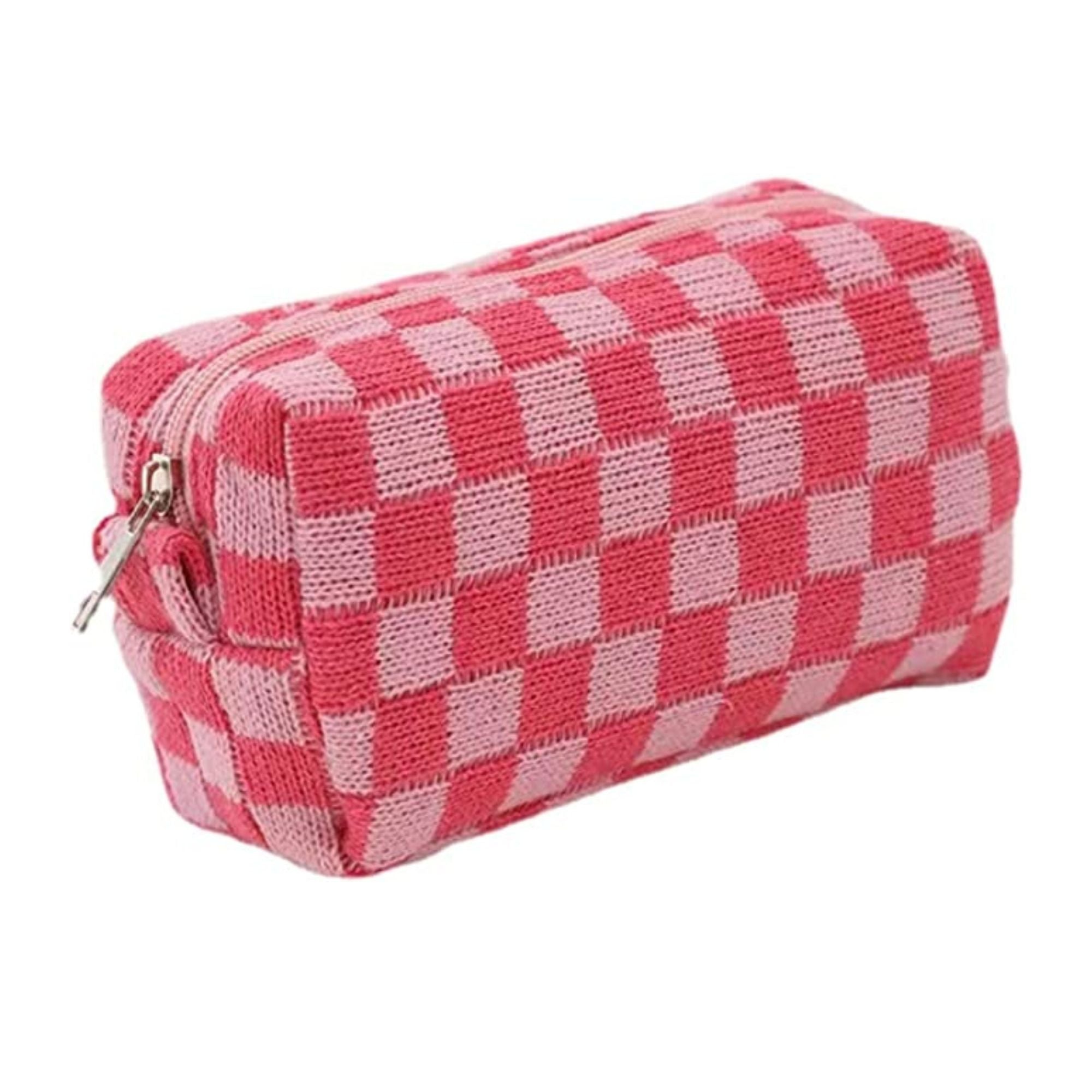 Checkered makeup bag sale